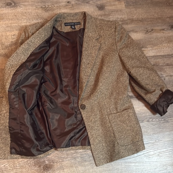 Josephine Chaus Two Piece 1 button fully lined skirt and jacket brown tweed suit - Picture 6 of 13